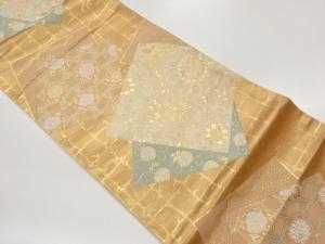 色紙に花唐草・華文・鳥模様織り出し袋帯